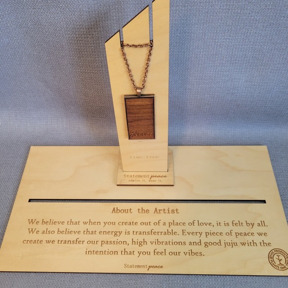 FIERCE  NWT  Copper Wood Pendant Necklace Copper Link Chain USA Handcrafted - Picture 4 of 11